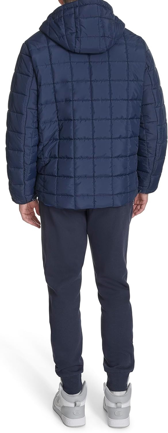 image:imageChampion Mens Reversible Box Quilted Hooded JacketNavyRoyal Blue