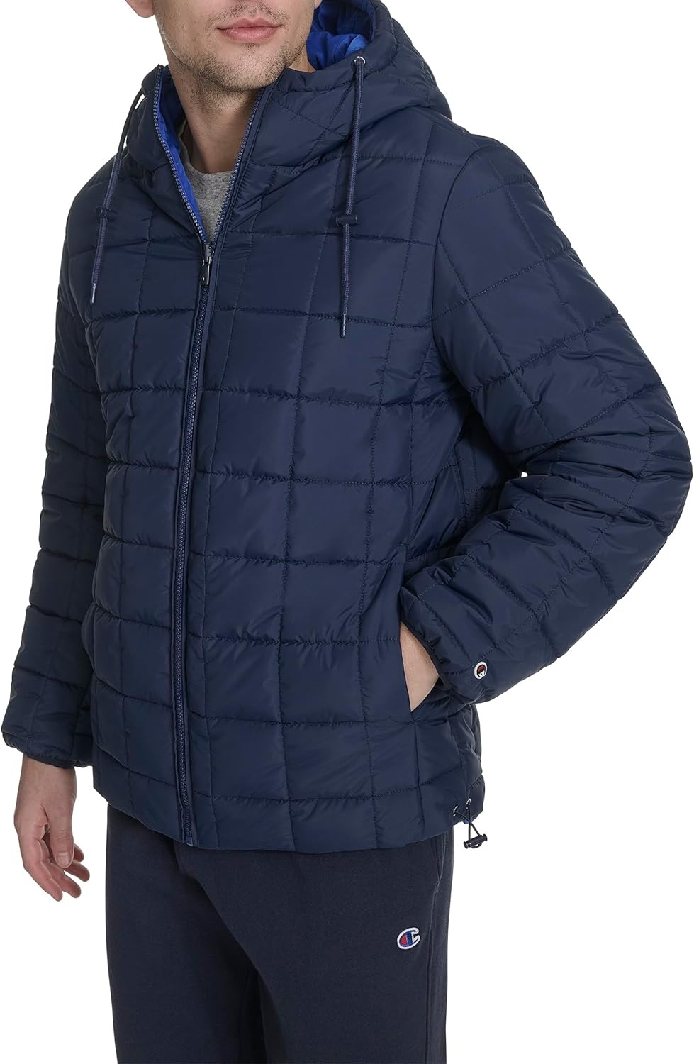 image:imageChampion Mens Reversible Box Quilted Hooded JacketNavyRoyal Blue
