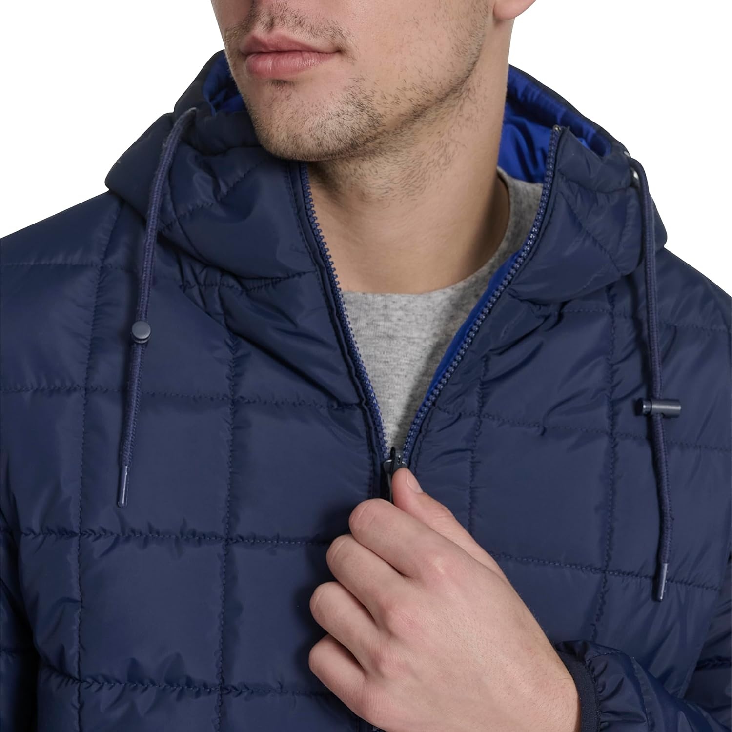 image:imageChampion Mens Reversible Box Quilted Hooded JacketNavyRoyal Blue