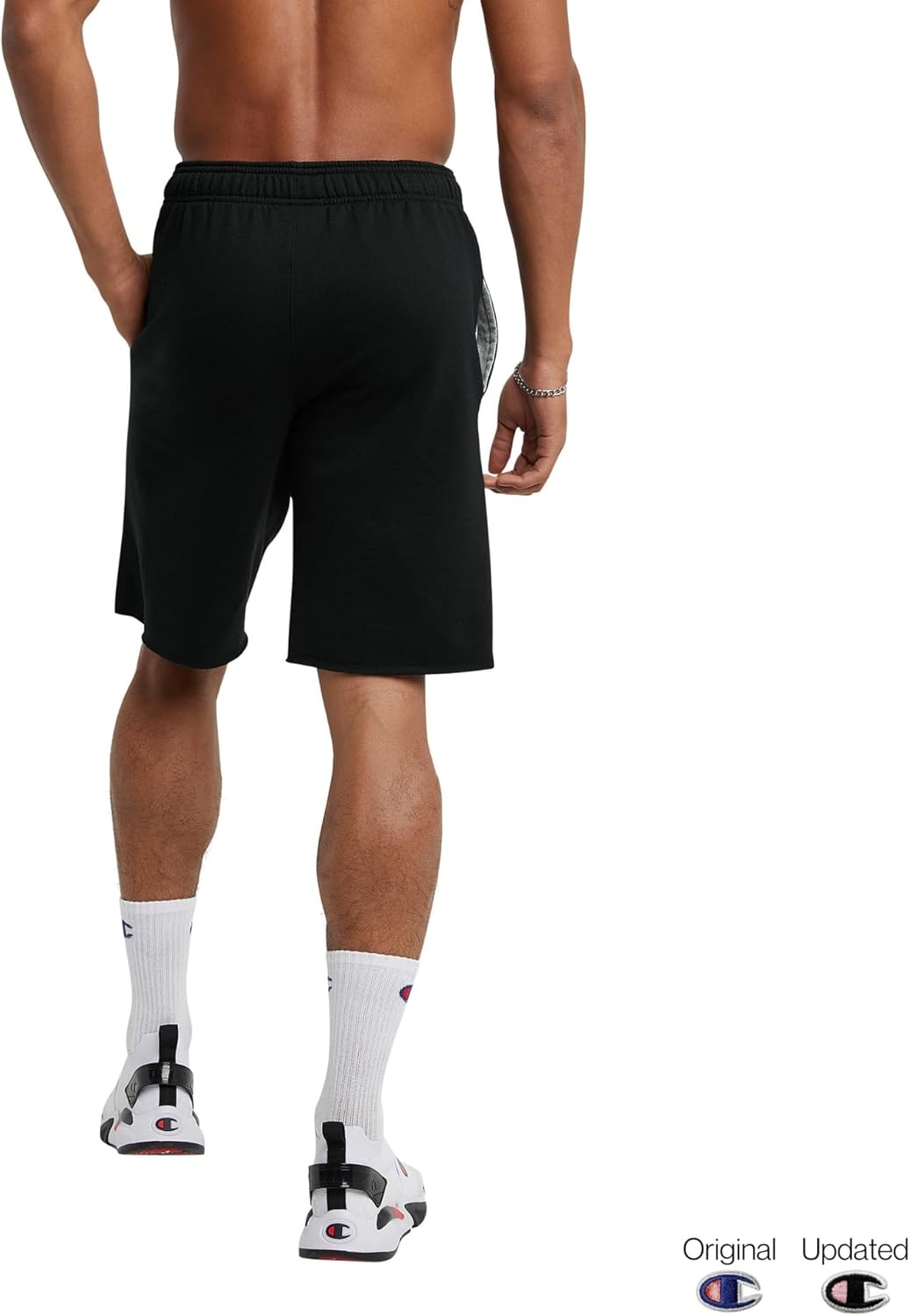 image:imageChampion Mens Shorts Fleece Midweight Shorts Athletic Shorts With Pockets Reg Or Big amp TallBlack C Patch Logo