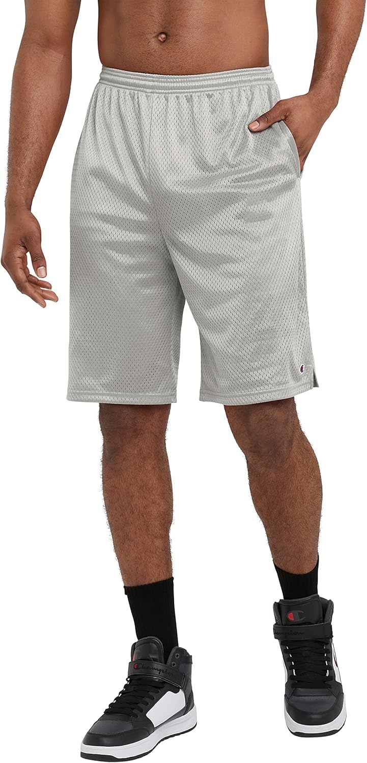 image:imageChampion Mens Shorts Mens Mesh Gym Shorts Lightweight Athletic Shorts Reg Or Big amp TallAthletic Gray C Patch Logo