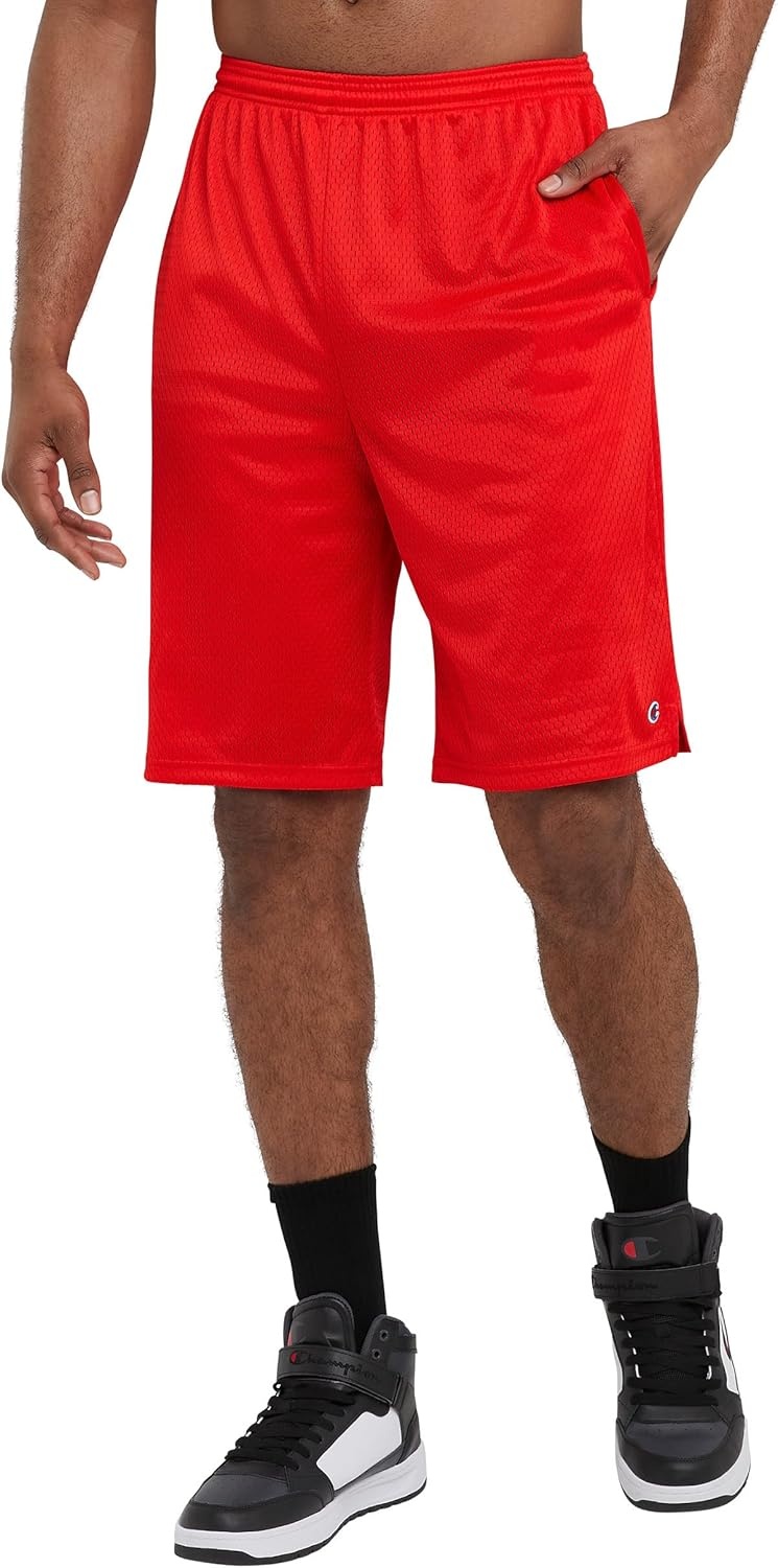 image:imageChampion Mens Shorts Mens Mesh Gym Shorts Lightweight Athletic Shorts Reg Or Big amp TallCrimson C Patch Logo