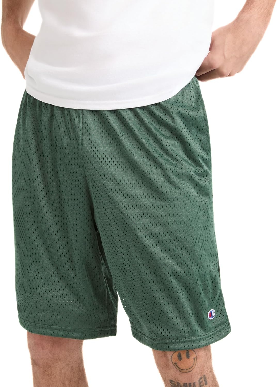 image:imageChampion Mens Shorts Mens Mesh Gym Shorts Lightweight Athletic Shorts Reg Or Big amp TallDark Green C Patch Logo