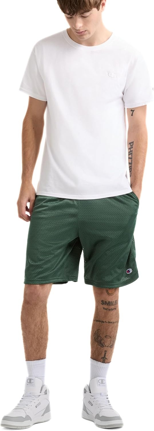 image:imageChampion Mens Shorts Mens Mesh Gym Shorts Lightweight Athletic Shorts Reg Or Big amp TallDark Green C Patch Logo