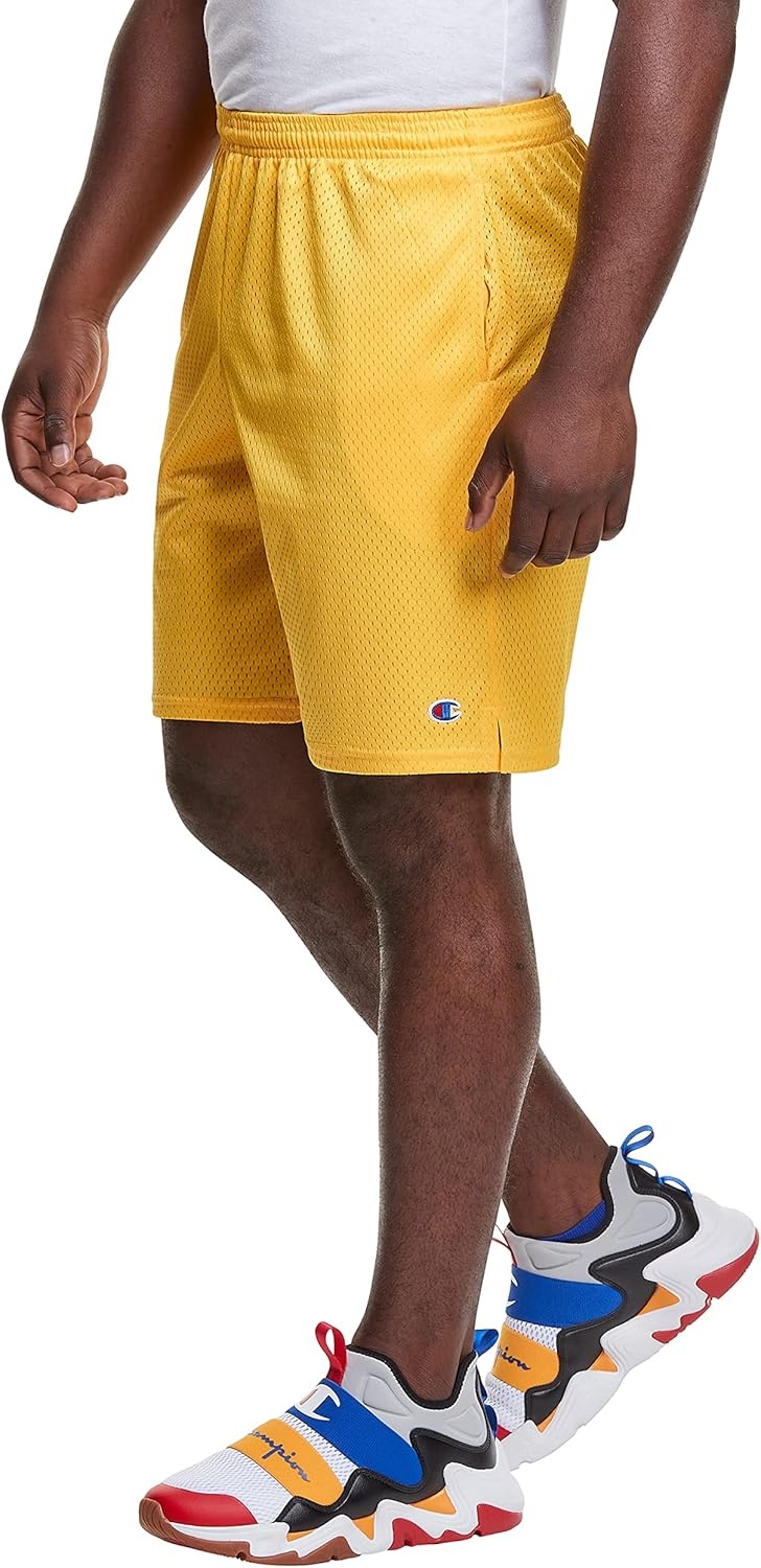 image:imageChampion Mens Shorts Mens Mesh Gym Shorts Lightweight Athletic Shorts Reg Or Big amp TallTeam Gold C Patch Logo