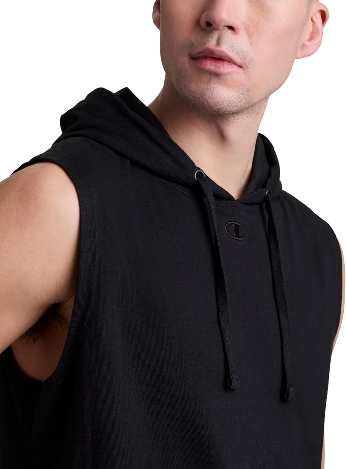 image:imageChampion Mens Sleeveless TShirt Hoodie Standard Fit LightweightBlack C Logo