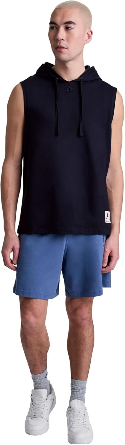 image:imageChampion Mens Sleeveless TShirt Hoodie Standard Fit LightweightDeep Navy C Logo