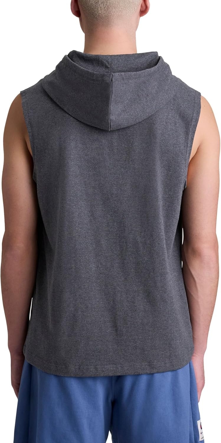 image:imageChampion Mens Sleeveless TShirt Hoodie Standard Fit LightweightGranite Heather C Logo