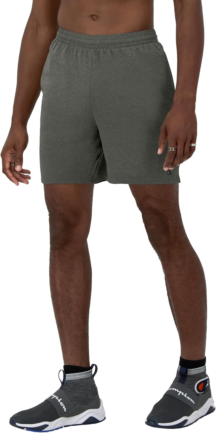 image:imageChampion Mens Sport Shorts Standard Fit 7 Inch Inseam Lightweight Fabric MoistureWickingGranite Heather