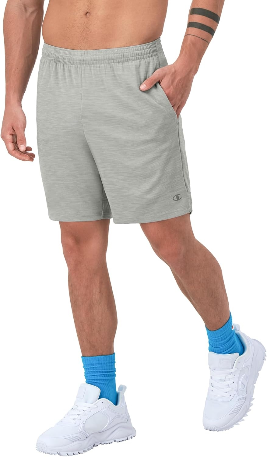 image:imageChampion Mens Sport Shorts Standard Fit 7 Inch Inseam Lightweight Fabric MoistureWickingNew Manhattan Mist Heather