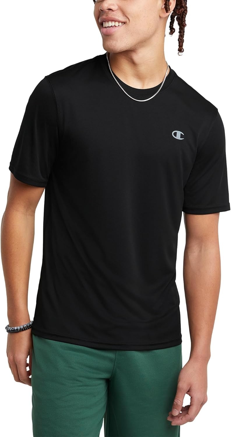 image:imageChampion Mens Tshirt Sport Tee Moisture Wicking Anti Odor Athletic Tshirt for Men Reg Or Big amp TallBlack