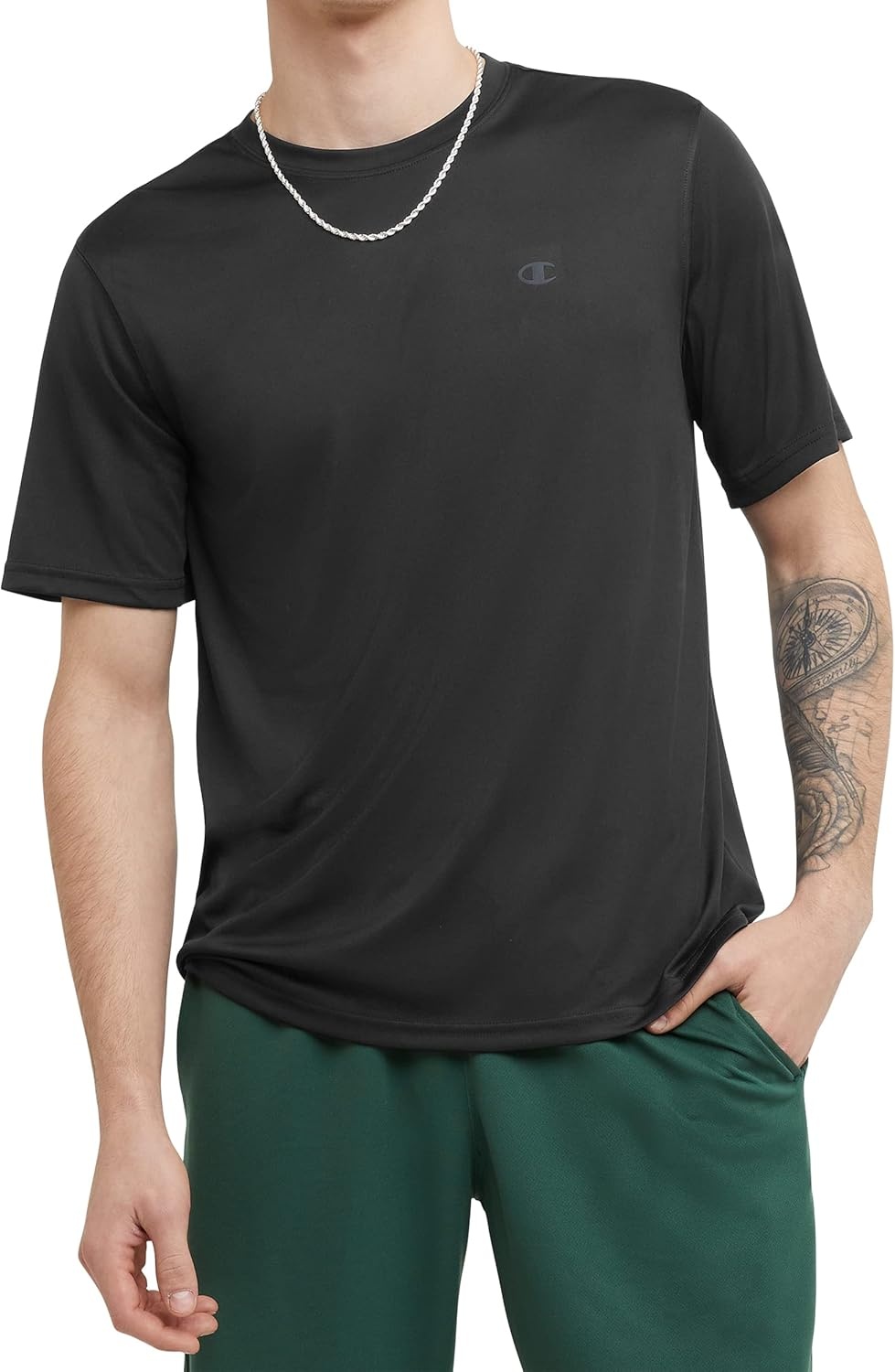 image:imageChampion Mens Tshirt Sport Tee Moisture Wicking Anti Odor Athletic Tshirt for Men Reg Or Big amp TallBlack