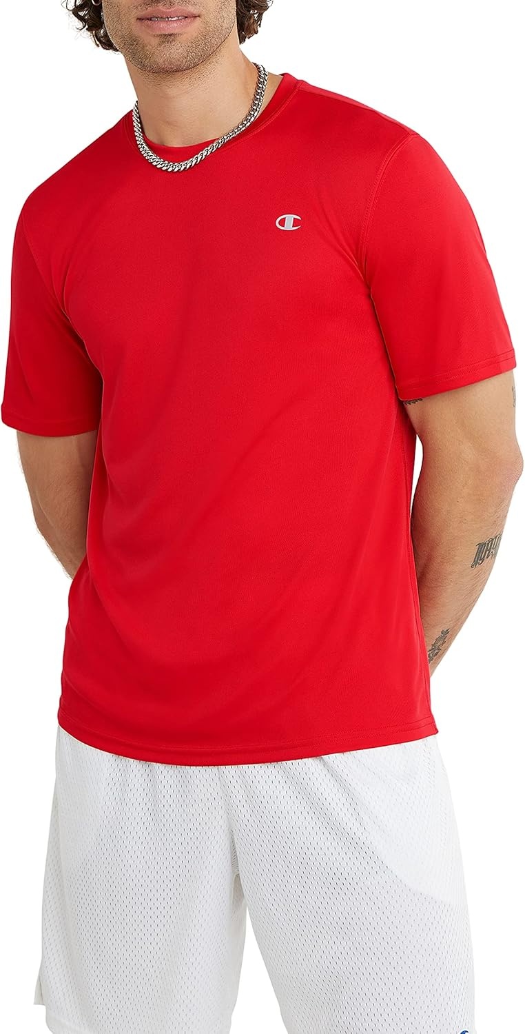 image:imageChampion Mens Tshirt Sport Tee Moisture Wicking Anti Odor Athletic Tshirt for Men Reg Or Big amp TallScarlet