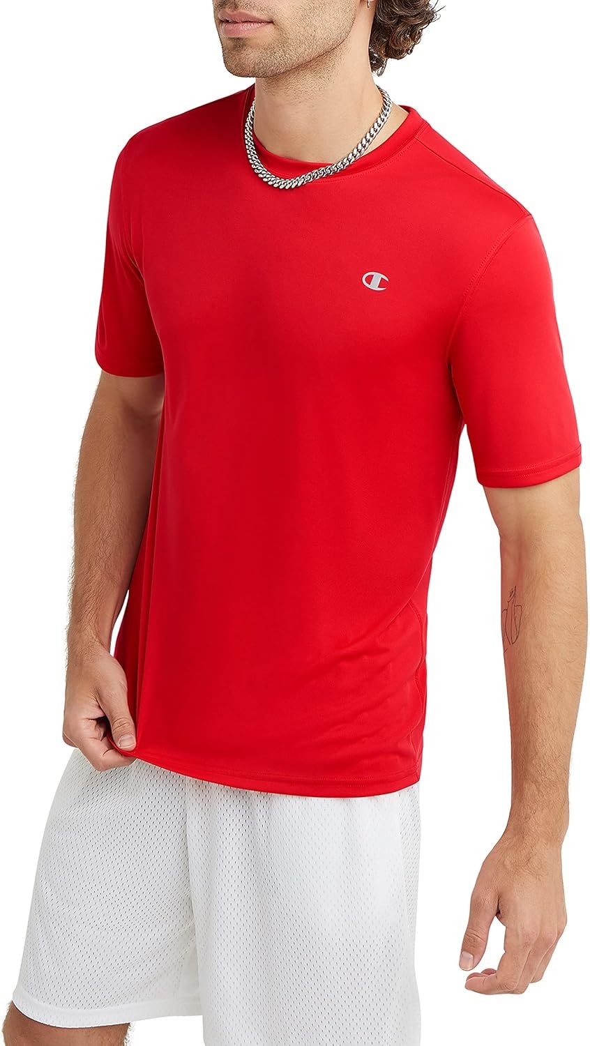 image:imageChampion Mens Tshirt Sport Tee Moisture Wicking Anti Odor Athletic Tshirt for Men Reg Or Big amp TallScarlet