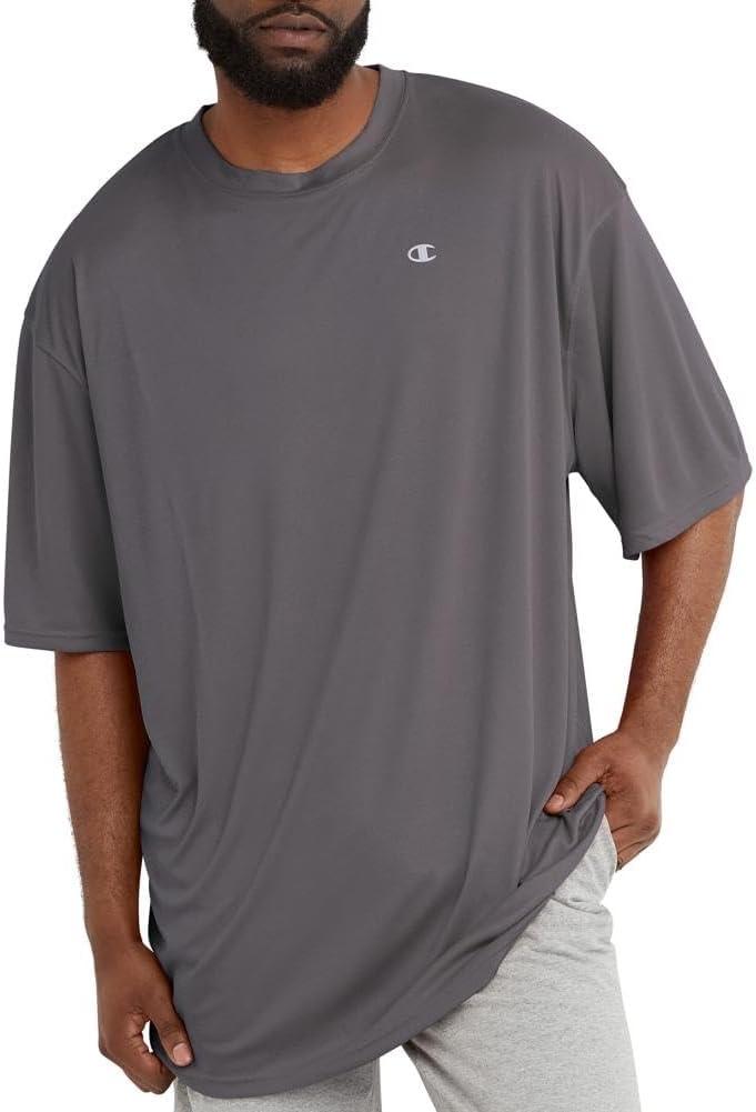 image:imageChampion Mens Tshirt Sport Tee Moisture Wicking Anti Odor Athletic Tshirt for Men Reg Or Big amp TallStone Gray