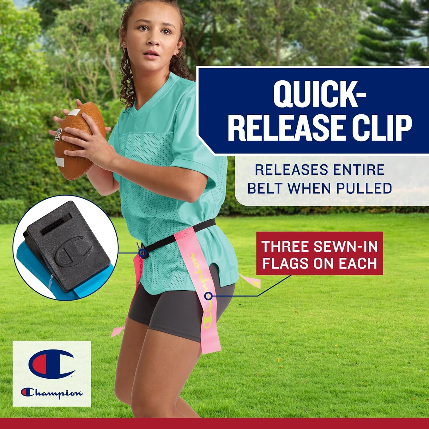 image:imageChampion Red Zone Flag Football Set Adjustable Belts Flags amp Ball for KidsAdults Perfect for Backyard amp Team PlayEvening Primrose