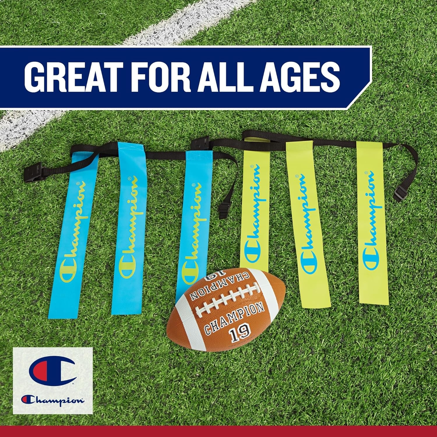 image:imageChampion Red Zone Flag Football Set Adjustable Belts Flags amp Ball for KidsAdults Perfect for Backyard amp Team PlayEvening Primrose