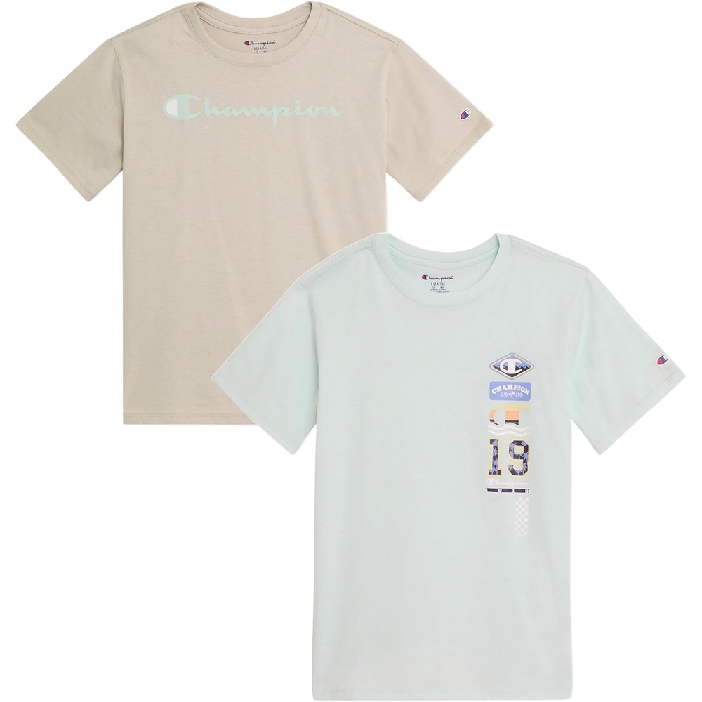 image:imageChampion Boys 2 Pack Short Sleeve Tee Shirt for KidsAquabeige