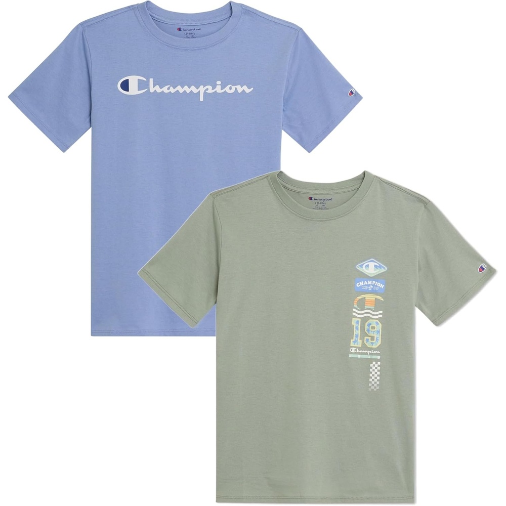image:imageChampion Boys 2 Pack Short Sleeve Tee Shirt for KidsGreendusty Blue