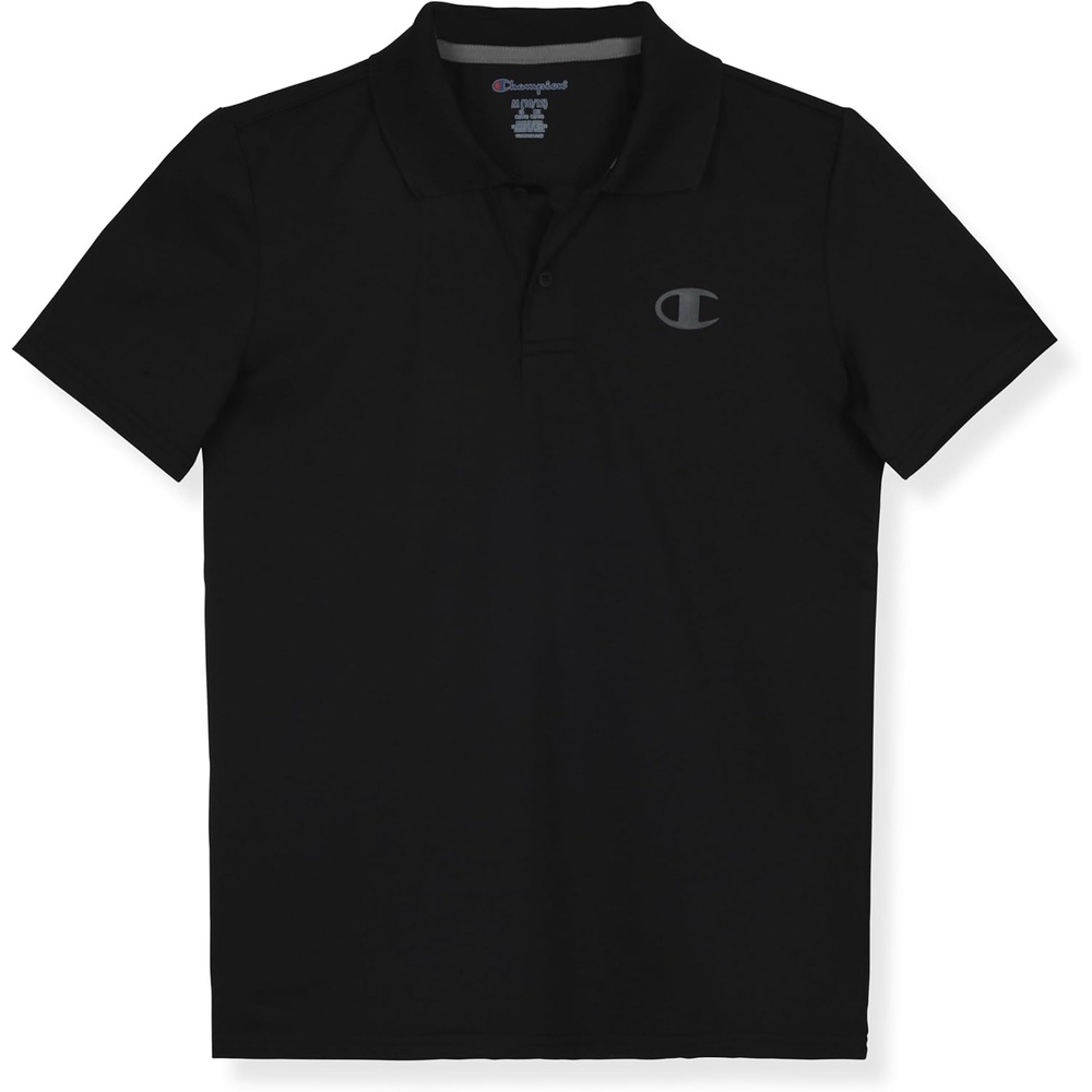 image:imageChampion Boys Athletic Short Sleeve Polo Shirt with Moisture Wicking Stretch FabricBlack