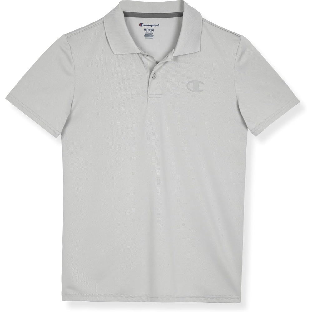 image:imageChampion Boys Athletic Short Sleeve Polo Shirt with Moisture Wicking Stretch FabricHigh Rise Gray
