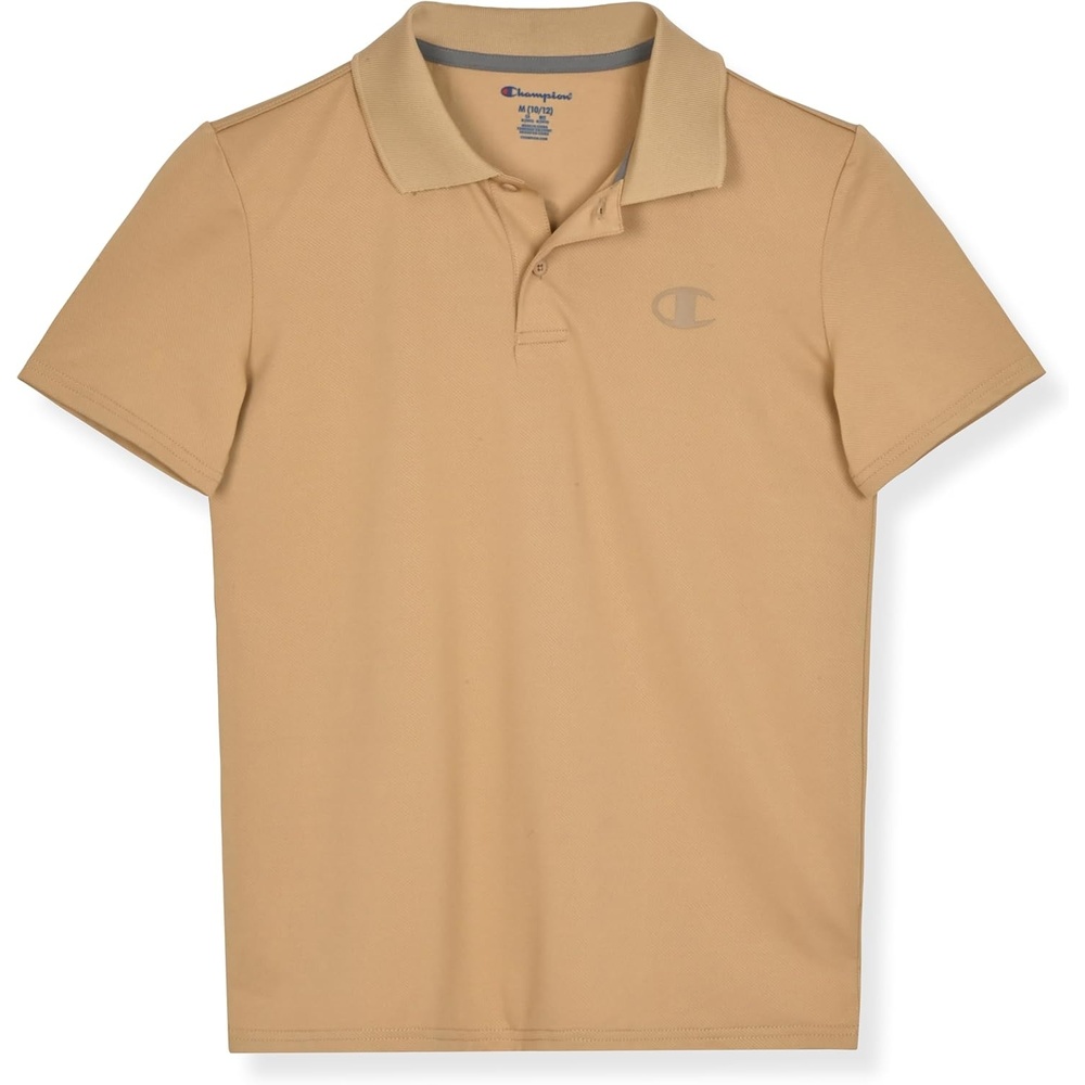 image:imageChampion Boys Athletic Short Sleeve Polo Shirt with Moisture Wicking Stretch FabricKhaki