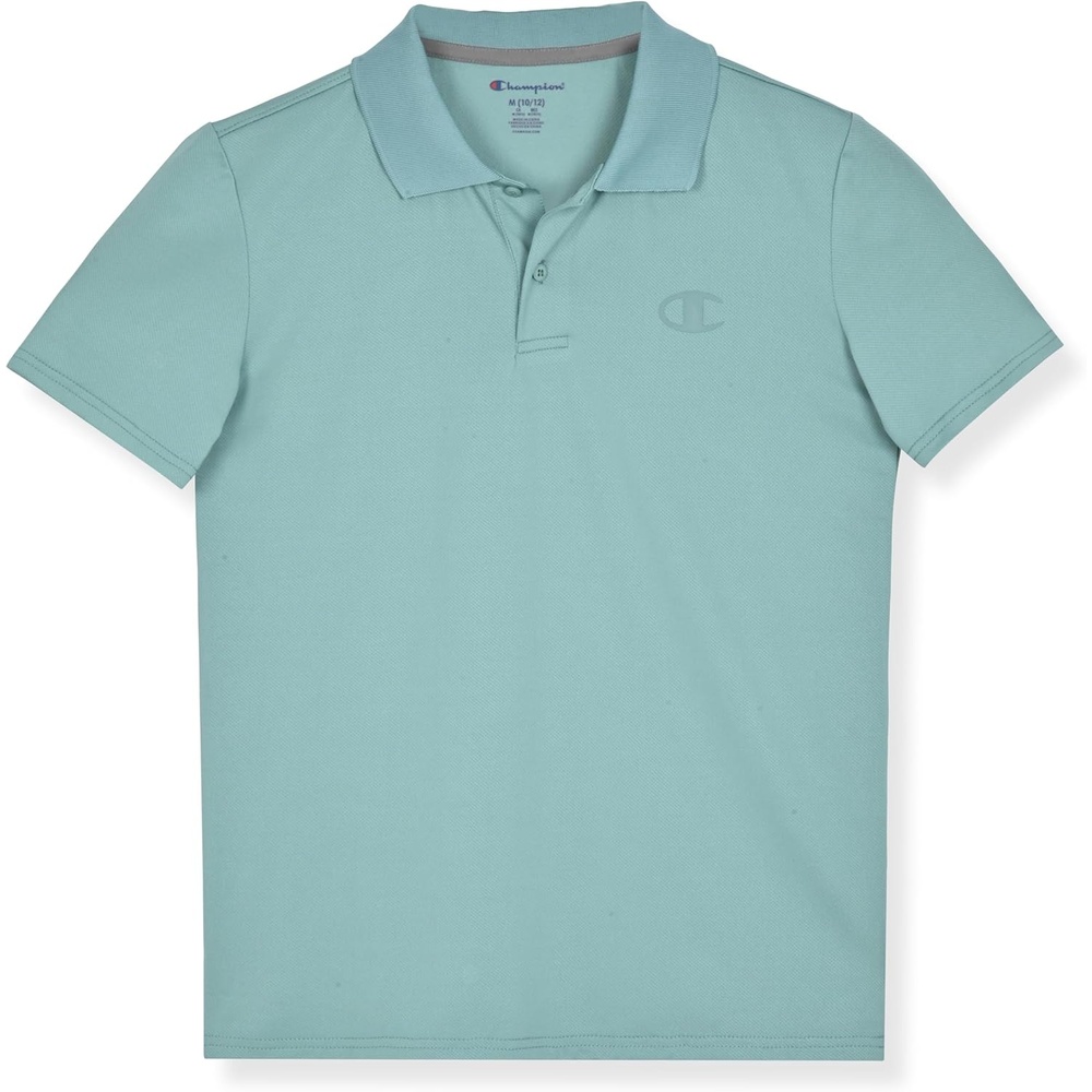 image:imageChampion Boys Athletic Short Sleeve Polo Shirt with Moisture Wicking Stretch FabricMineral Blue