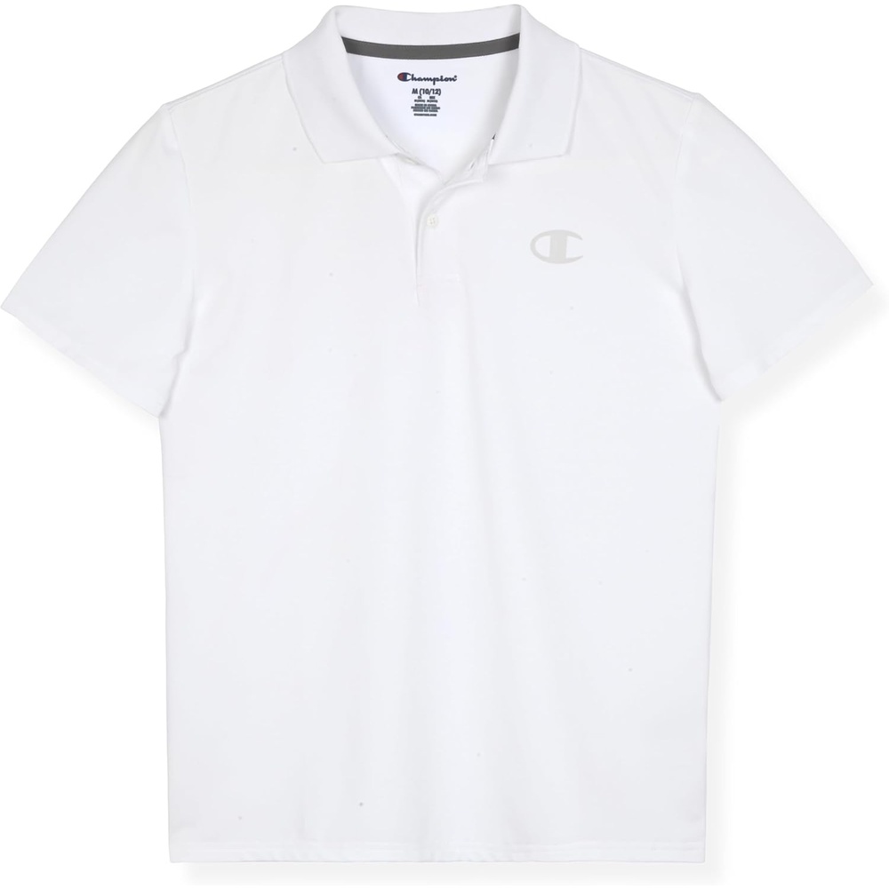 image:imageChampion Boys Athletic Short Sleeve Polo Shirt with Moisture Wicking Stretch FabricWhite