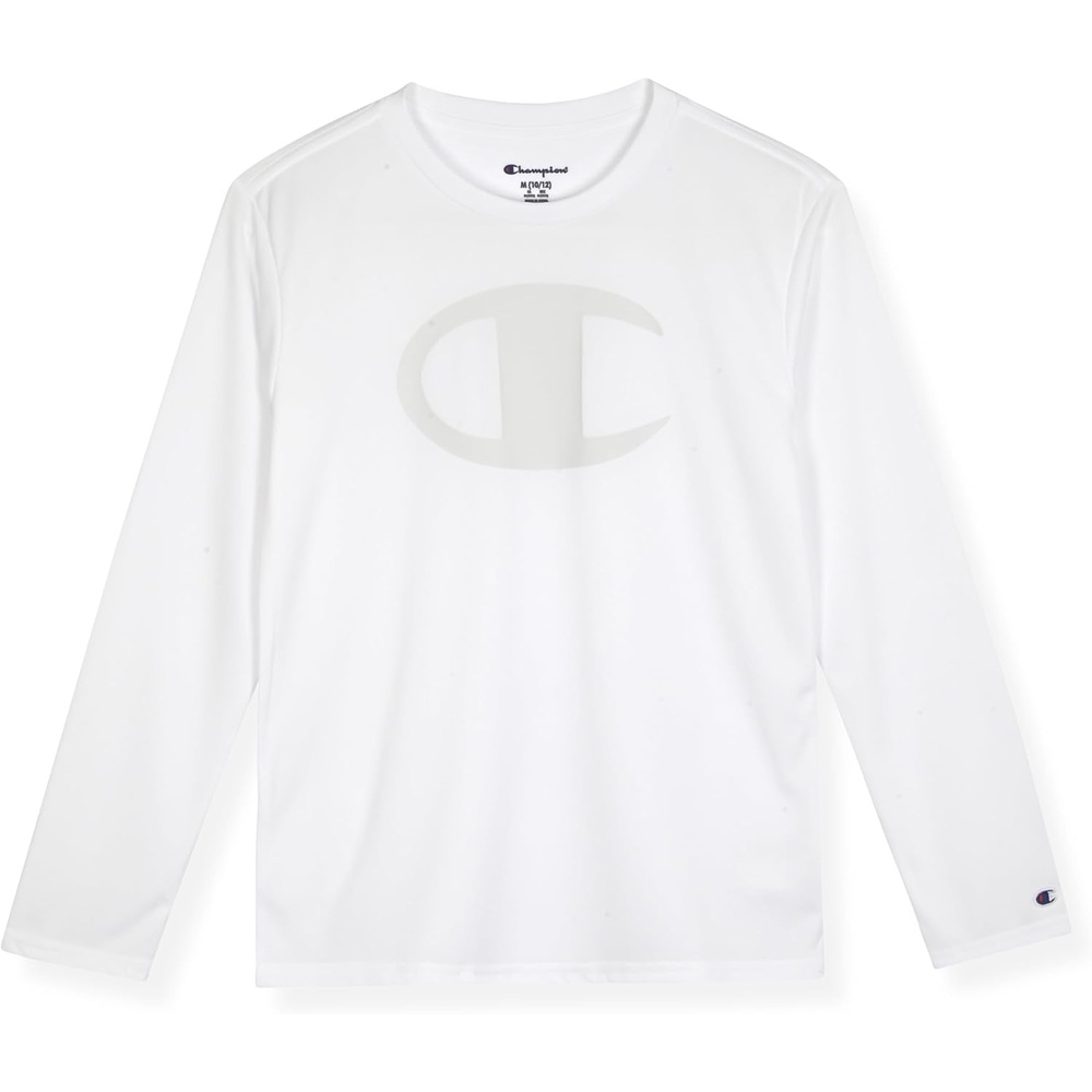 image:imageChampion Boys Long Sleeve Tech TShirt Athletic Performance TeeBright White
