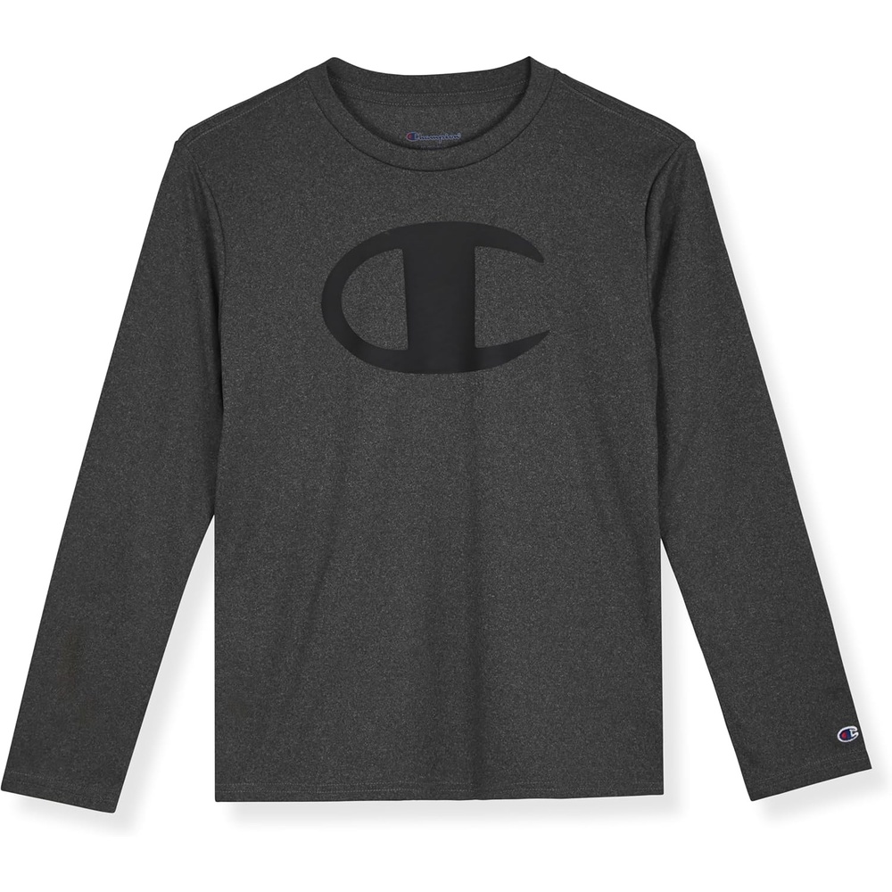image:imageChampion Boys Long Sleeve Tech TShirt Athletic Performance TeeCharcoal Heather
