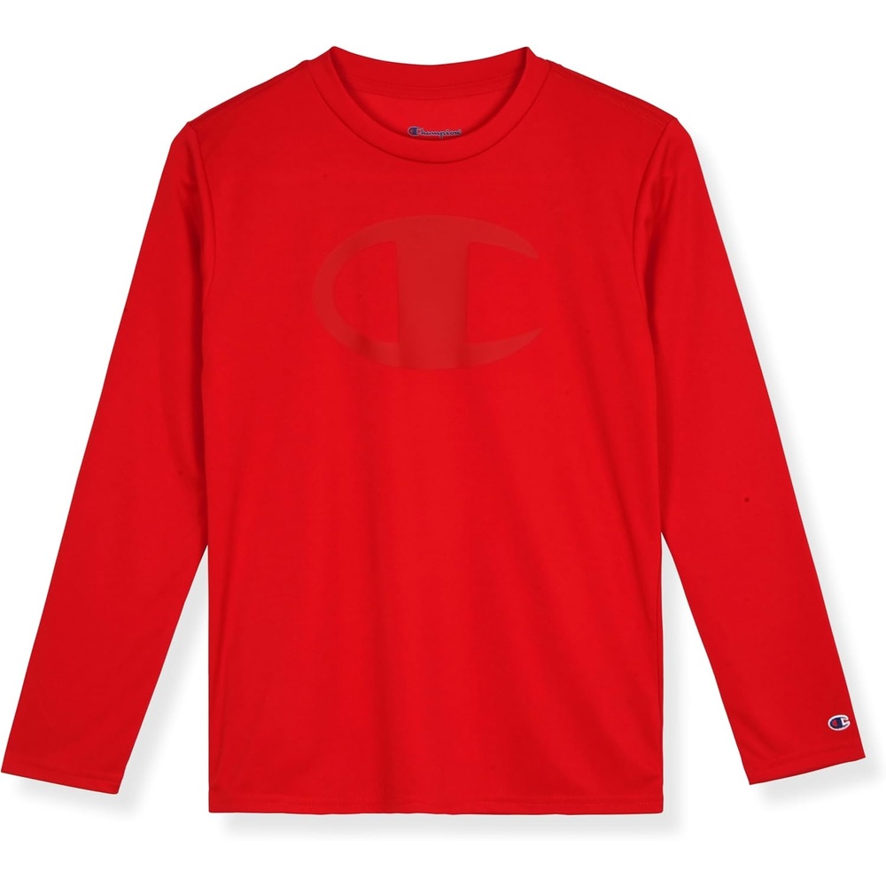image:imageChampion Boys Long Sleeve Tech TShirt Athletic Performance TeeLychee Red