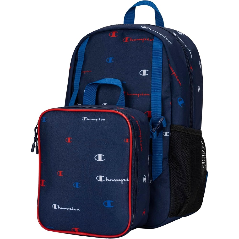 image:imageChampion Kids Mode 2Piece Backpack and Insulated Lunch Box Combo Set with Laptop Compartment Padded Straps Water Bottle Pocket for Daily Use Golf GreenNavy One Size
