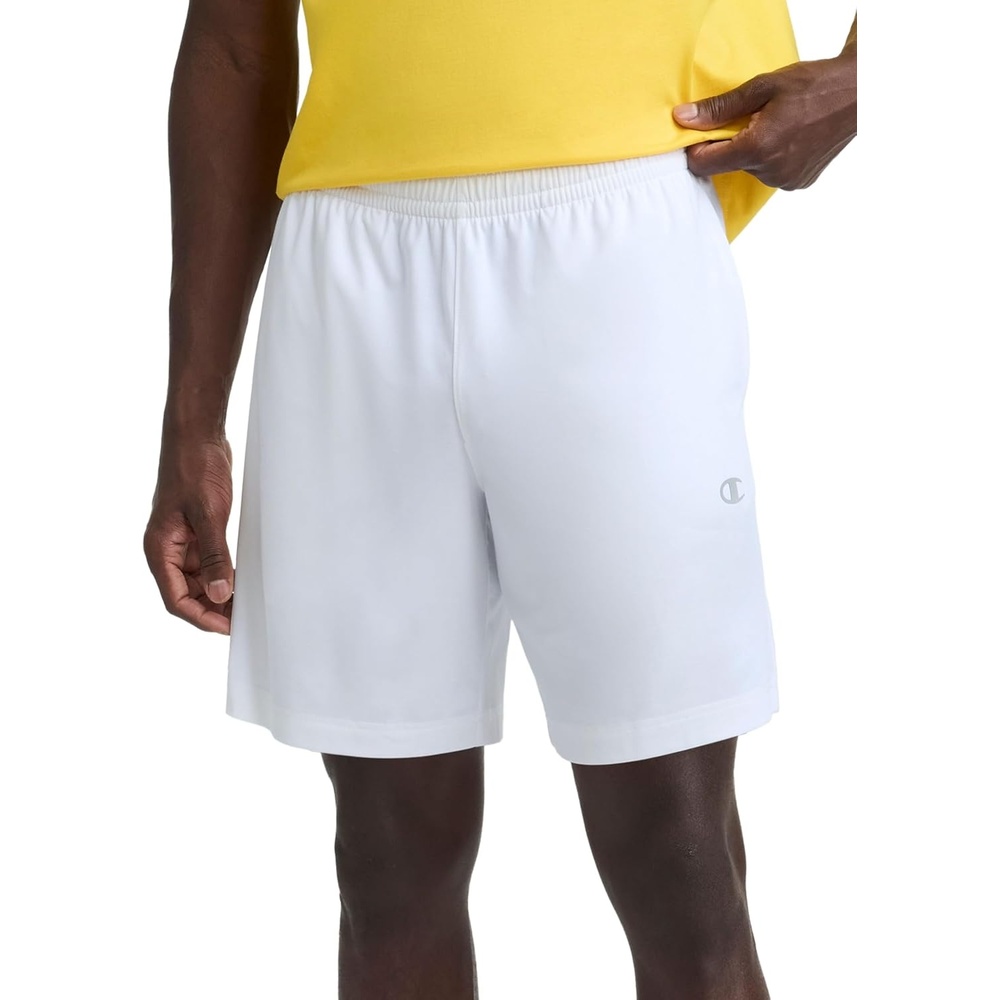 image:imageChampion Mens 7 Sport Knit Shorts Slim Fit LightweightBright White C Logo