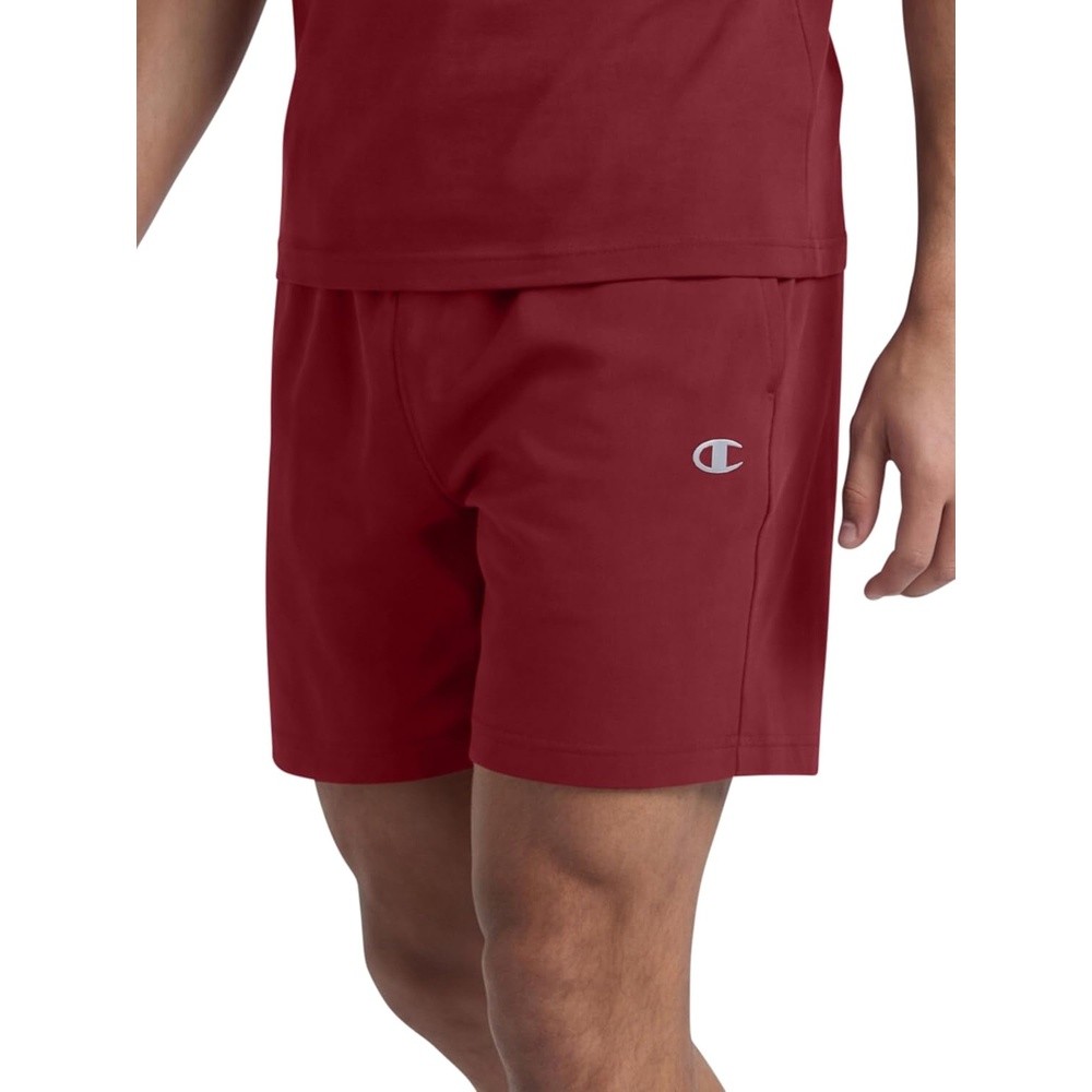 image:imageChampion Mens 7 Sport Knit Shorts Slim Fit LightweightPomegranate C Logo