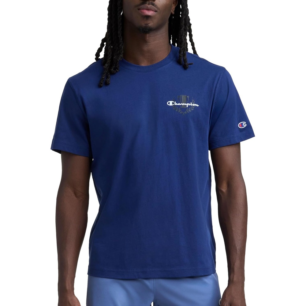 image:imageChampion Mens Classic Graphic Short Sleeve TShirt Standard Fit Champion Club GraphicsBlue Depths  Champion Club