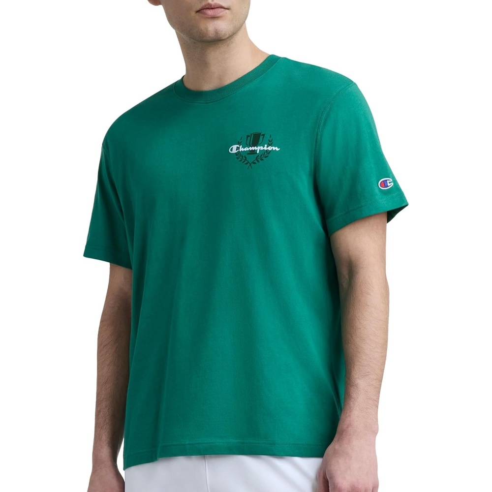 image:imageChampion Mens Classic Graphic Short Sleeve TShirt Standard Fit Champion Club GraphicsVerdant Green Champion Club