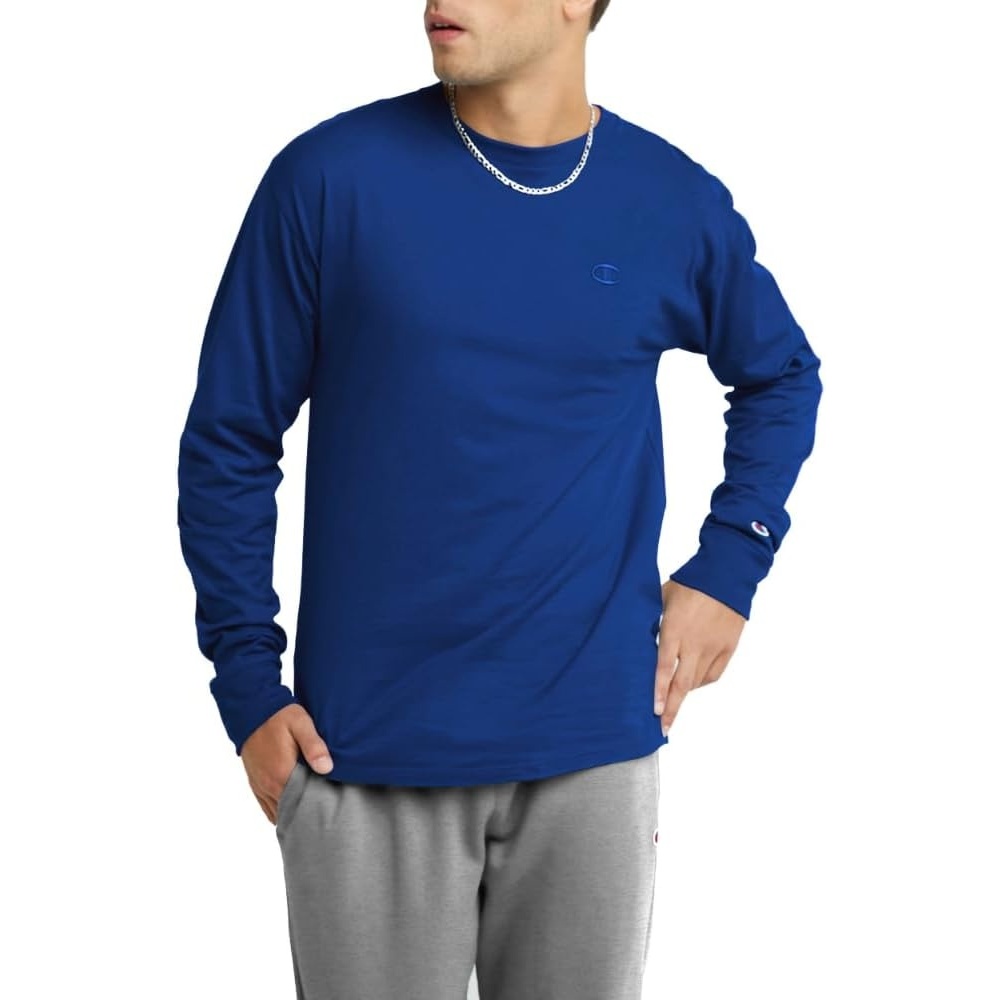 image:imageChampion Mens Classic Long Sleeve TShirt Standard Fit Script amp C Logo Available in Regular and Big amp TallSurf the Web