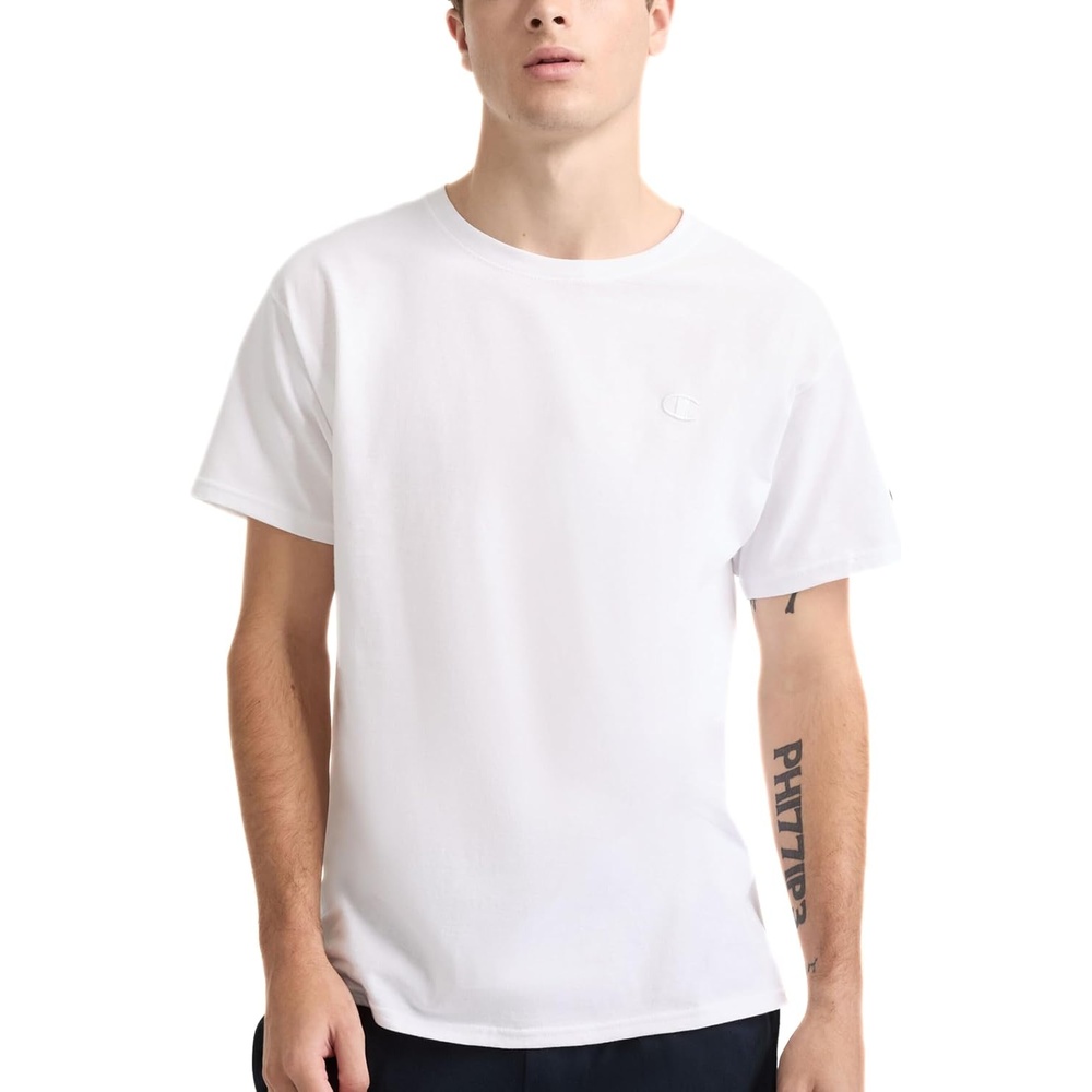 image:imageChampion Mens Classic Short Sleeve TShirt Standard Fit Midweight 100 Cotton Available in Regular and Big amp TallBright White