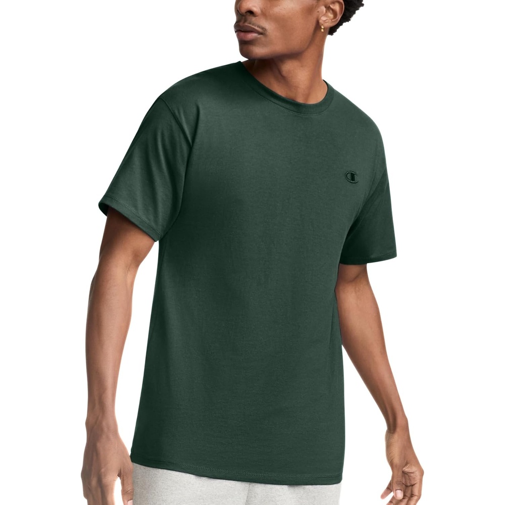 image:imageChampion Mens Classic Short Sleeve TShirt Standard Fit Midweight 100 Cotton Available in Regular and Big amp TallDark Green