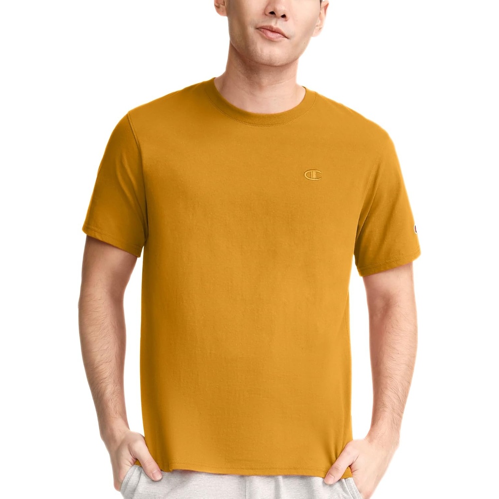 image:imageChampion Mens Classic Short Sleeve TShirt Standard Fit Midweight 100 Cotton Available in Regular and Big amp TallHoney Mustard Yellow