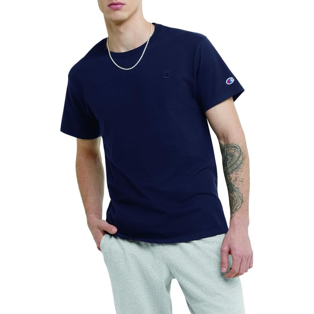 image:imageChampion Mens Classic Short Sleeve TShirt Standard Fit Midweight 100 Cotton Available in Regular and Big amp TallNavy