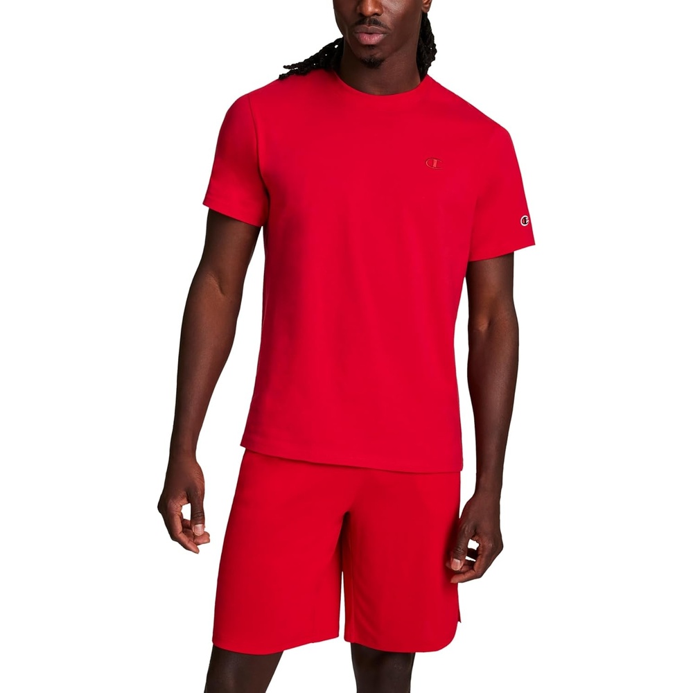 image:imageChampion Mens Classic Short Sleeve TShirt Standard Fit Midweight 100 Cotton Available in Regular and Big amp TallTango Red
