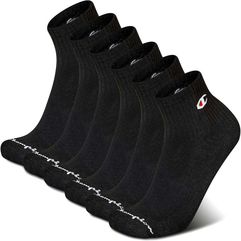 image:imageChampion Mens High Quarter Socks 6pack Moisturewicking Athletic Socks With Cushioning amp Arch Support Size 612Black