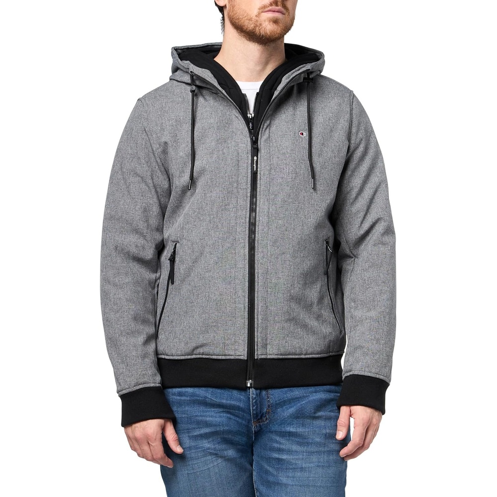 image:imageChampion Mens Hooded Softshell Bomber Jacket With BibHeather Grey