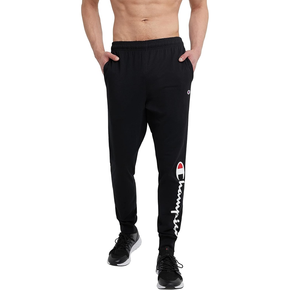 image:imageChampion Mens Joggers Everyday Cotton Lightweight Lounge Knit Pants for Men 31Black Classic Script Logo