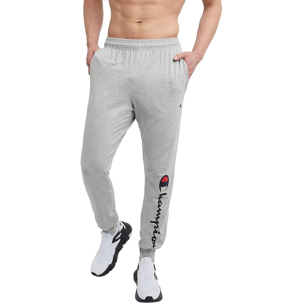 image:imageChampion Mens Joggers Everyday Cotton Lightweight Lounge Knit Pants for Men 31Oxford Gray Classic Script Logo