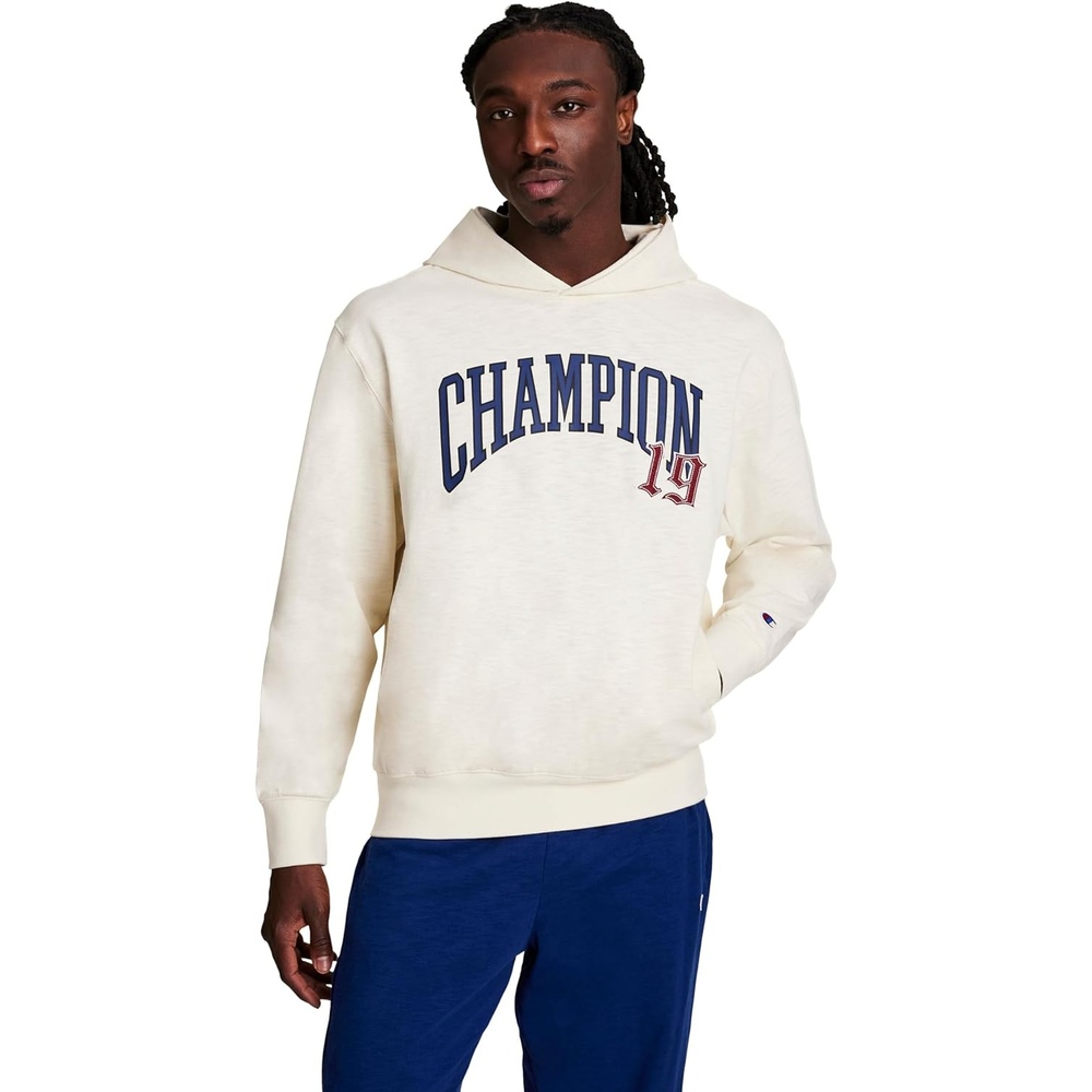 image:imageChampion Mens Modern Retro 100 Washed Cotton Pullover Hoodie Standard FitUnbleached Cotton