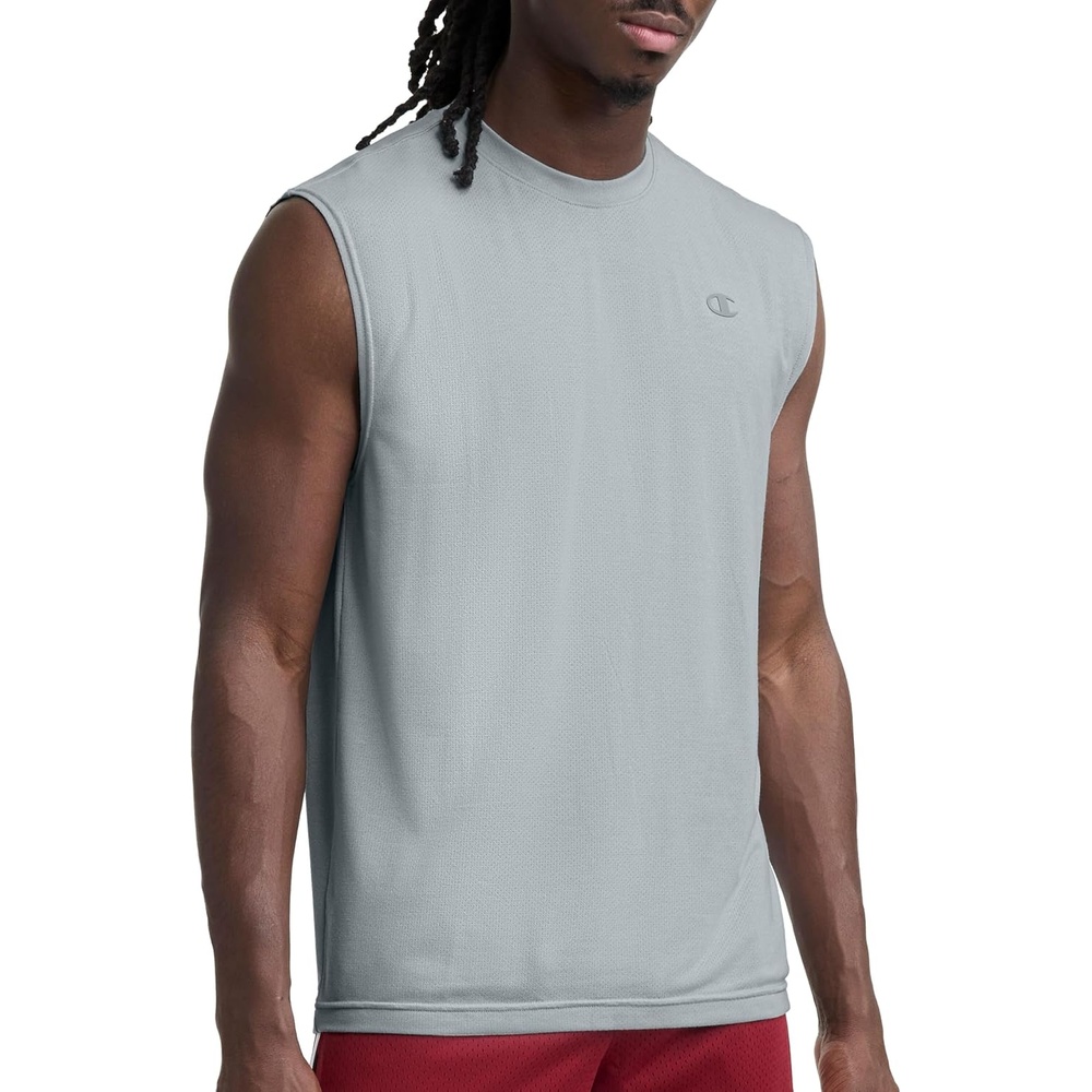image:imageChampion Mens Performance Sport Crewneck Muscle Tee Standard Fit Lightweight BreathableQuarry