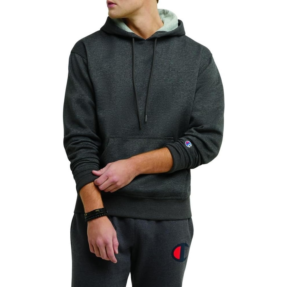 image:imageChampion Mens Pullover Fleece Hoodie Standard Fit Midweight C Logo Available in Regular and Big amp TallGranite Heather C Logo