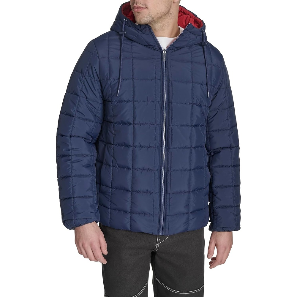 image:imageChampion Mens Reversible Box Quilted Hooded JacketNavyRed